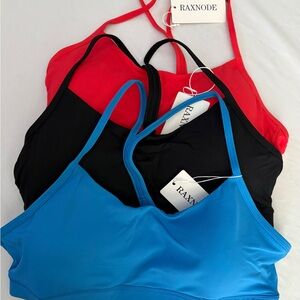 Women's Sports Bra Set - Red, Black, and Blue